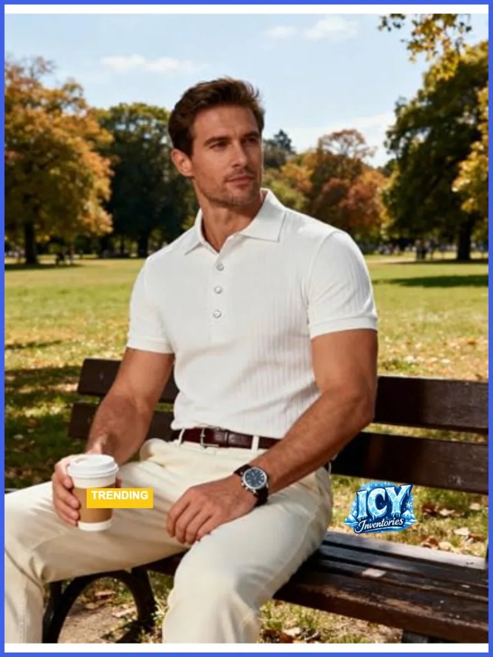Men's Stretch Knit Slim Fit Polo Shirt Short Sleeve Ribbed Collar